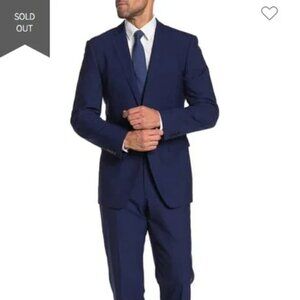 Vince Camuto Notch Lapel Slim Fit Suit Separate 40L Navy Check Wool Blend